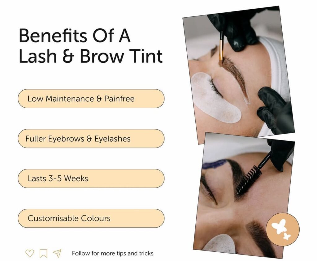 eyebrow tinting benefits infographic